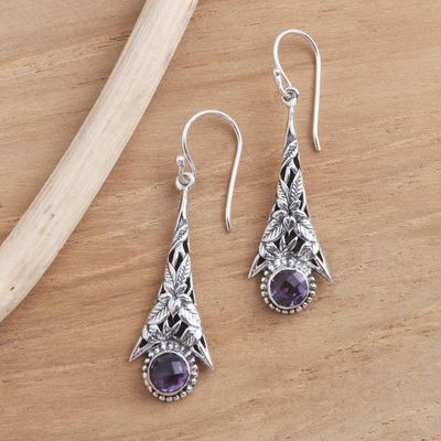 Primary image for Tropical Flower Dangle Earrings with Amethyst Garden of Life