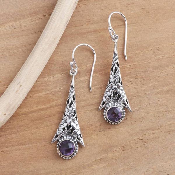 Alternate image for Tropical Flower Dangle Earrings with Amethyst Garden of Life