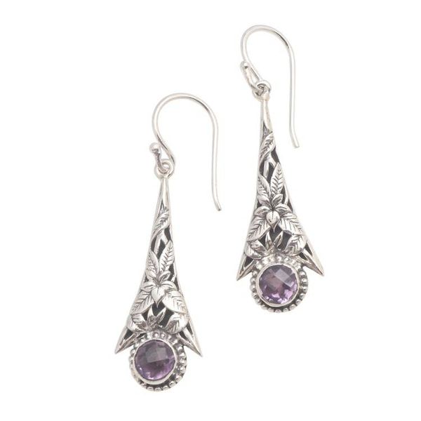 Alternate image for Tropical Flower Dangle Earrings with Amethyst Garden of Life