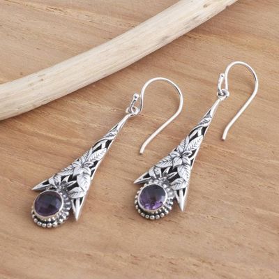 Alternate image for Tropical Flower Dangle Earrings with Amethyst Garden of Life