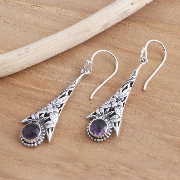 Alternate image for Tropical Flower Dangle Earrings with Amethyst Garden of Life