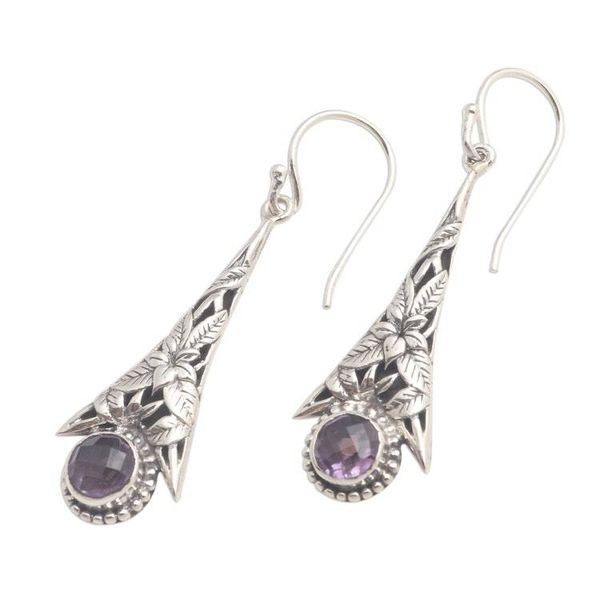 Alternate image for Tropical Flower Dangle Earrings with Amethyst Garden of Life