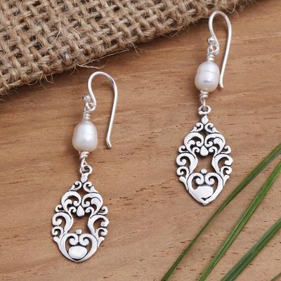 Primary image for Artisan Made Cultured Freshwater Pearl Dangle Earrings Balinese Rain