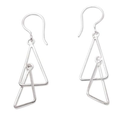 Primary image for Sterling Silver Triangle Dangle Earrings Silver Playground