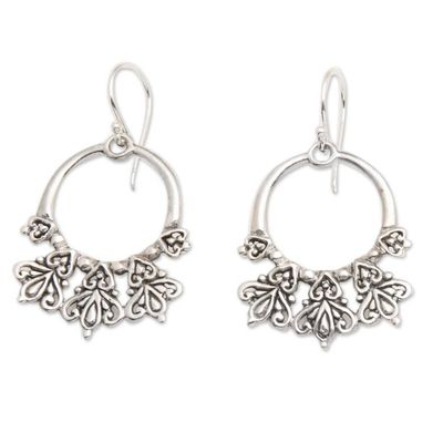 Alternate image for Sterling Silver Dangle Earrings with Combination Finish Balinese Style