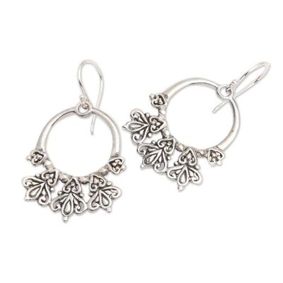 Alternate image for Sterling Silver Dangle Earrings with Combination Finish Balinese Style