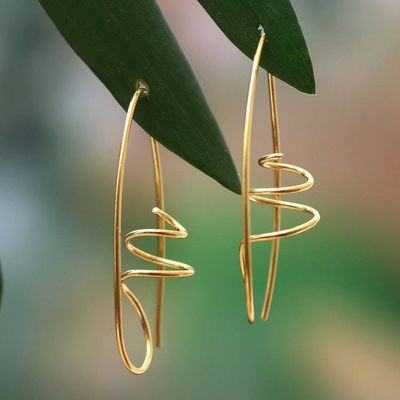 Alternate image for 18k Gold-Plated Half-Hoop Earrings in a High Polish Finish Victorious Flow