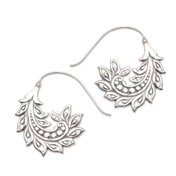 Alternate image for Pod Motif Sterling Silver Half-Hoop Earrings from Bali Summer Pods