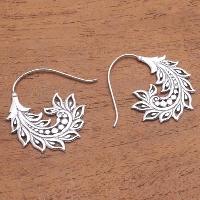 Alternate image for Pod Motif Sterling Silver Half-Hoop Earrings from Bali Summer Pods