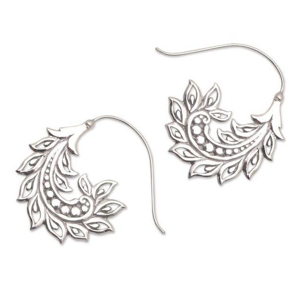 Alternate image for Pod Motif Sterling Silver Half-Hoop Earrings from Bali Summer Pods
