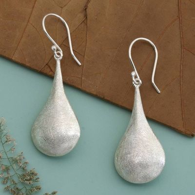 Alternate image for Avant-Garde Brushed-Satin Sterling Silver Dangle Earrings Light by Heaven