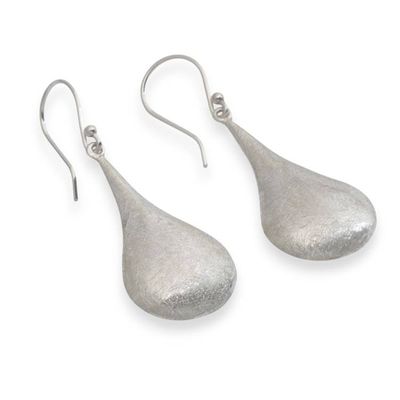 Alternate image for Avant-Garde Brushed-Satin Sterling Silver Dangle Earrings Light by Heaven