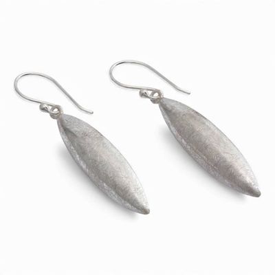 Alternate image for Leaf-Shaped Brushed-Satin Sterling Silver Dangle Earrings Ethereal Wilderness