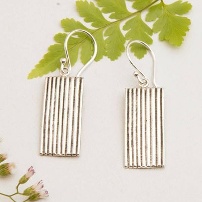 Primary image for Modern Vertical Striped Sterling Silver Dangle Earrings Tomorrows Heights