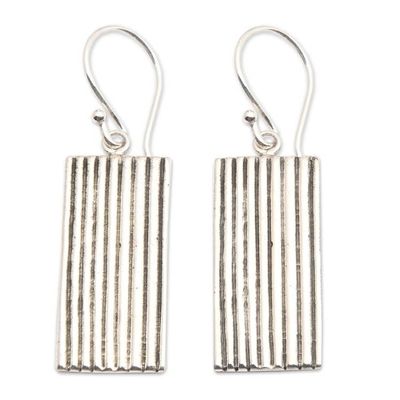 Alternate image for Modern Vertical Striped Sterling Silver Dangle Earrings Tomorrows Heights