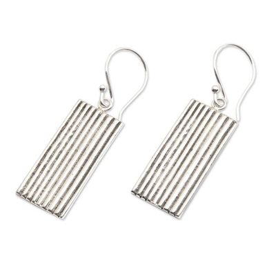 Alternate image for Modern Vertical Striped Sterling Silver Dangle Earrings Tomorrows Heights