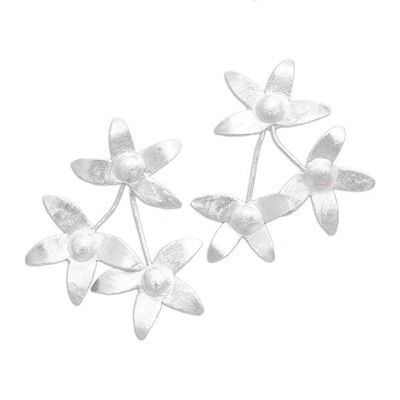 Alternate image for Sterling Silver Floral Drop Earrings White Star Flower