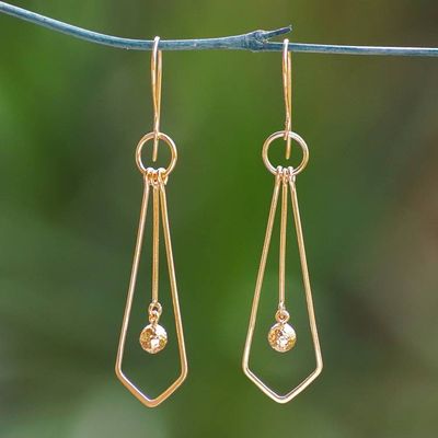 Primary image for Whimsical Tie-Themed Polished Gold-Plated Dangle Earrings A Sunshine Tie