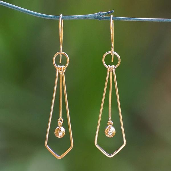 Alternate image for Whimsical Tie-Themed Polished Gold-Plated Dangle Earrings A Sunshine Tie