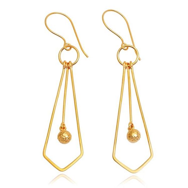 Alternate image for Whimsical Tie-Themed Polished Gold-Plated Dangle Earrings A Sunshine Tie