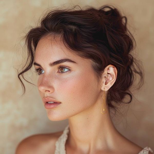 Alternate image for Whimsical Tie-Themed Polished Gold-Plated Dangle Earrings A Sunshine Tie