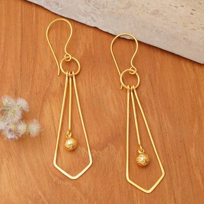 Alternate image for Whimsical Tie-Themed Polished Gold-Plated Dangle Earrings A Sunshine Tie