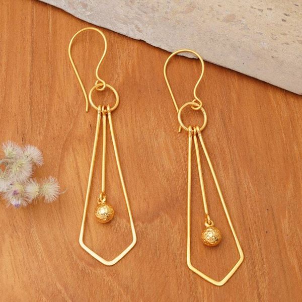 Alternate image for Whimsical Tie-Themed Polished Gold-Plated Dangle Earrings A Sunshine Tie