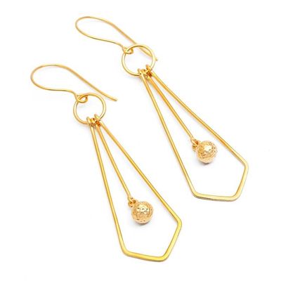 Alternate image for Whimsical Tie-Themed Polished Gold-Plated Dangle Earrings A Sunshine Tie