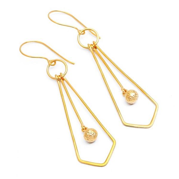 Alternate image for Whimsical Tie-Themed Polished Gold-Plated Dangle Earrings A Sunshine Tie