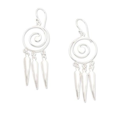 Primary image for High-Polished Spiral Sterling Silver Chandelier Earrings Spiral of Water