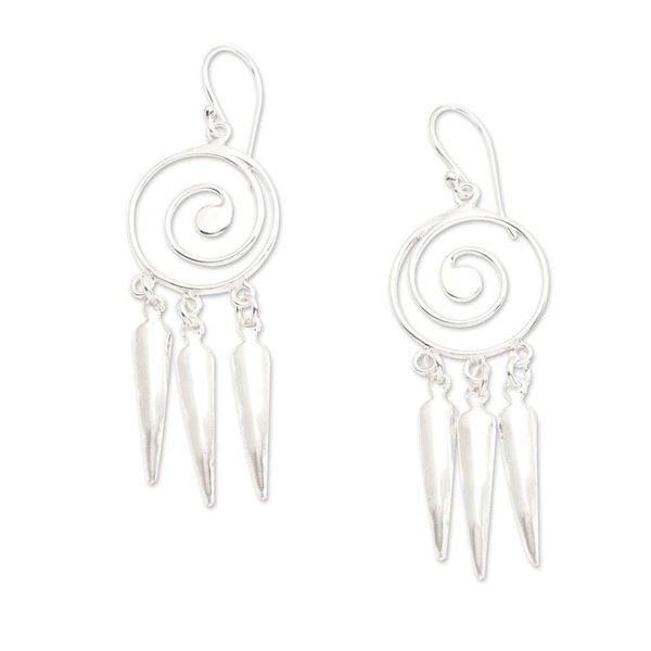 Alternate image for High-Polished Spiral Sterling Silver Chandelier Earrings Spiral of Water