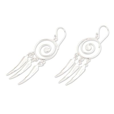 Alternate image for High-Polished Spiral Sterling Silver Chandelier Earrings Spiral of Water