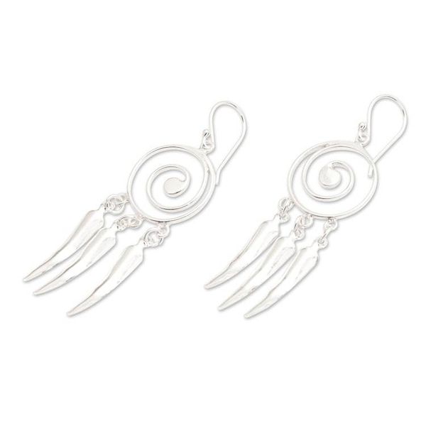 Alternate image for High-Polished Spiral Sterling Silver Chandelier Earrings Spiral of Water