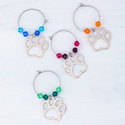 Main image for Set of 4 Paw Print Themed Wine Charms from Mexico Paw Print Pals