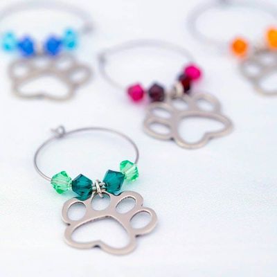 Alternate image for Set of 4 Paw Print Themed Wine Charms from Mexico Paw Print Pals