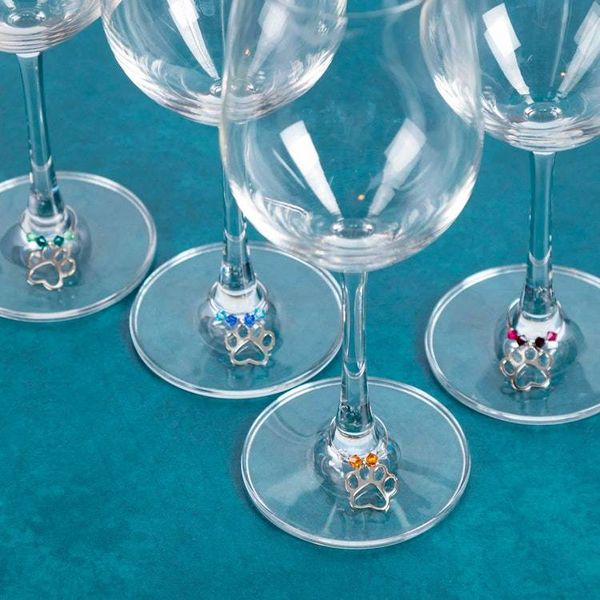 Alternate image for Set of 4 Paw Print Themed Wine Charms from Mexico Paw Print Pals