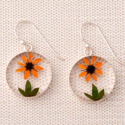 Main image for Real Flower Resin Dangle Earrings from Mexico Sunflower Style