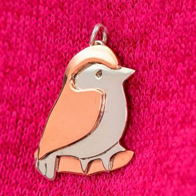 Alternate image for Sterling Silver and Copper Cute Bird Pendant Lovely Bird
