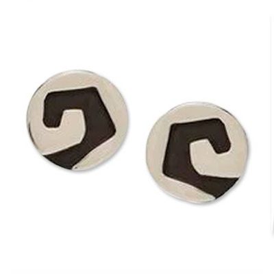 Alternate image for Modern Sterling Silver Stud Earrings from Mexico Abstraction
