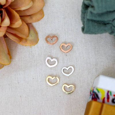 Alternate image for Set of 3 Mixed Metal Love Heart Stud Earrings from Mexico Open Hearts
