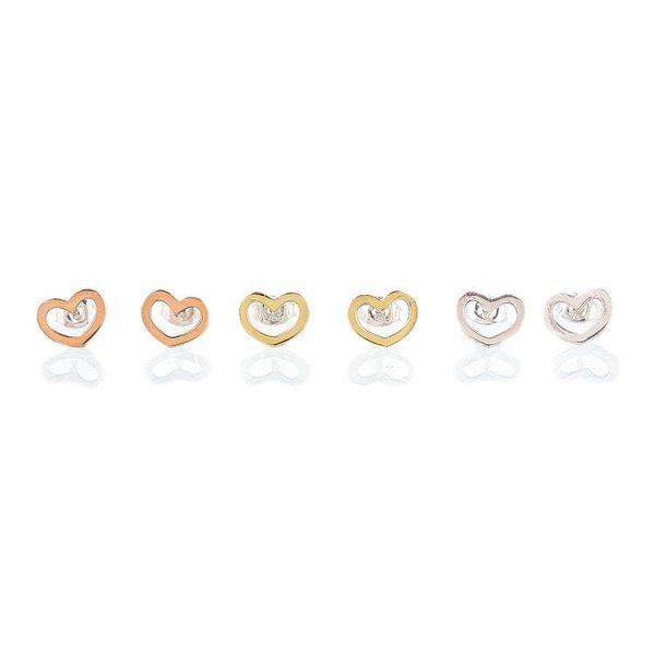 Alternate image for Set of 3 Mixed Metal Love Heart Stud Earrings from Mexico Open Hearts