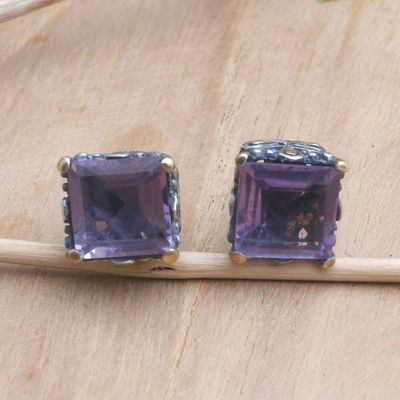 Primary image for Faceted Amethyst Earrings with Gold Accents Bali Baroque