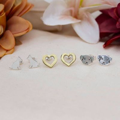 Alternate image for Set of 3 Mixed Metal Dog Post Earrings Petite Puppies