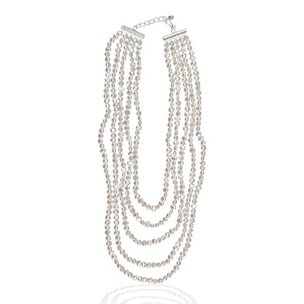 Alternate image for Statement Necklace with Five Strands of Cultured Pearls Cascading Flair