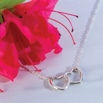 Primary image for Sterling Silver Heart Necklace from Thailand Two Hearts