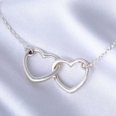 Alternate image for Sterling Silver Heart Necklace from Thailand Two Hearts