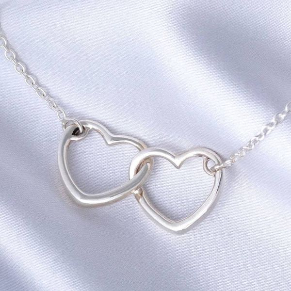 Alternate image for Sterling Silver Heart Necklace from Thailand Two Hearts