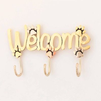 Primary image for Metal Paw Print Welcome Wall Sign with Hooks Paw Print Welcome