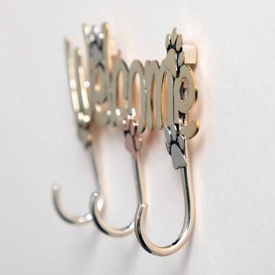 Alternate image for Metal Paw Print Welcome Wall Sign with Hooks Paw Print Welcome