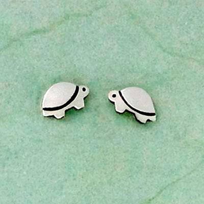 Image for Sterling Silver Tiny Turtle Post Earrings from Mexico Tiny Turtle